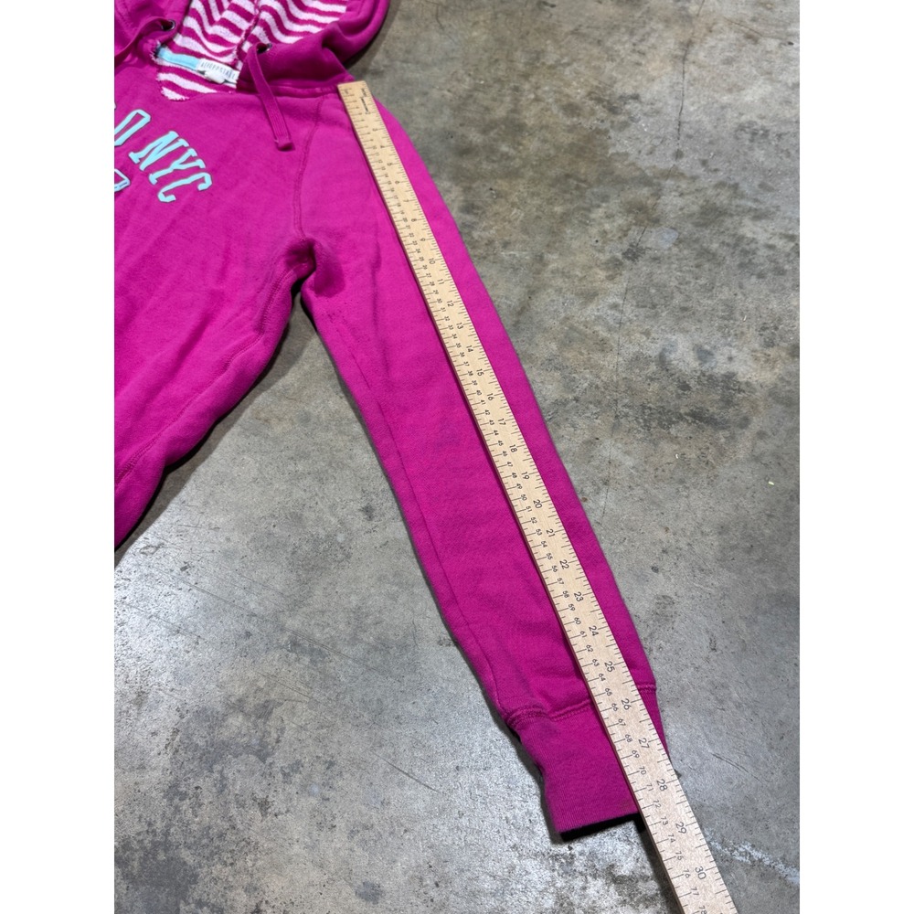 Aeropostale Hoodie Women L‎ Pink Aero NYC 87 Pullover Striped Hood Y2K - Picture 5 of 11
